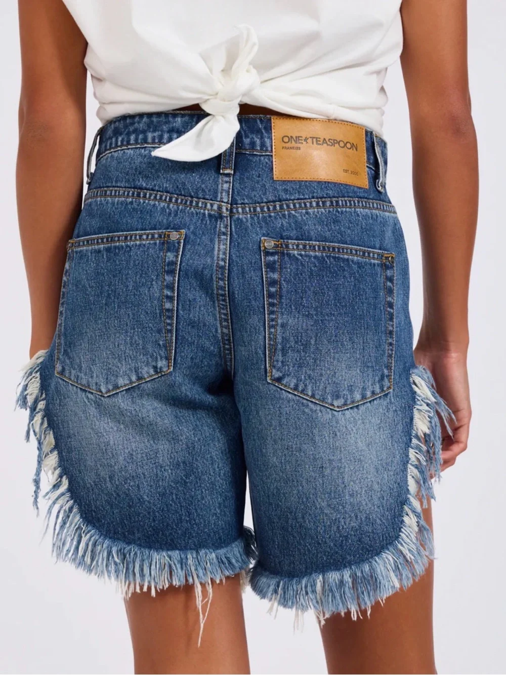 NWT One Teaspoon High Waist Long Length Denim Shorts - Blue Thunder, 23